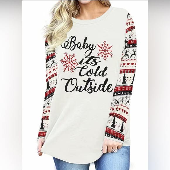 Woman’s Christmas “Baby it’s Cold Outside“ Long Sleeve Shirt. Size: Va… - Picture 1 of 3